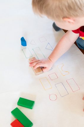 A super simple block learning activity for shapes and colors -- so easy to set up!