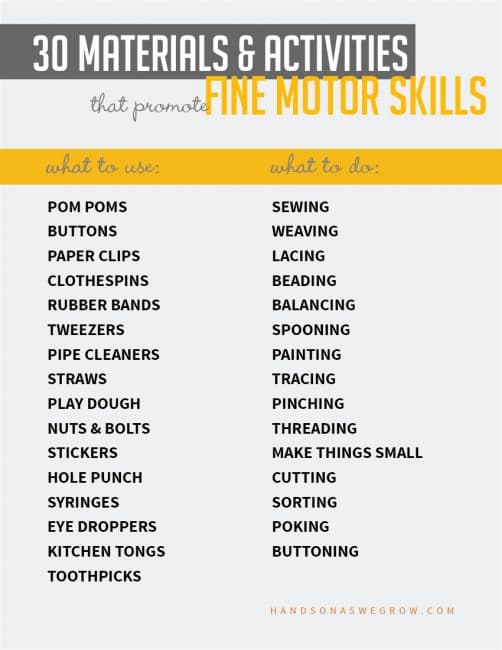 Improve Kids Fine Motor Skills With 30 Materials Activities HOAWG