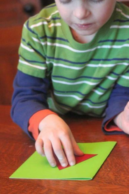 Gluing on the Santa Hat for a Christmas card