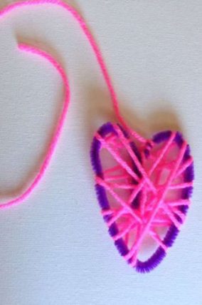 Yarn wrapped hearts