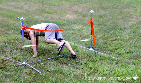 Make your way through the ribbons - obstacle course for kids!