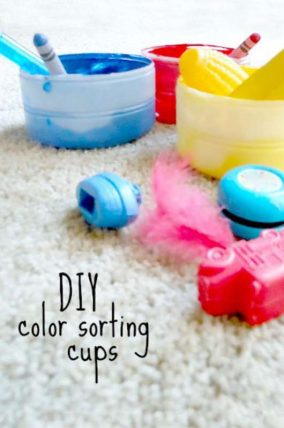 easy color activity with DIY sorting cups