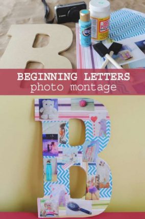 Photo montage about beginning letters as a craft for kids to make