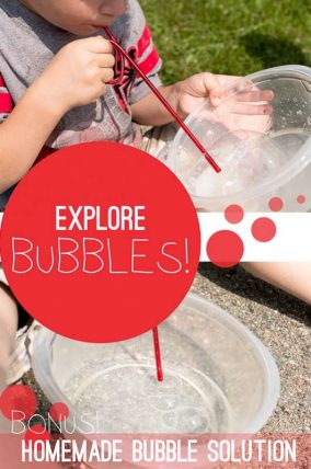 Make a homemade bubble solution and explore bubbles!