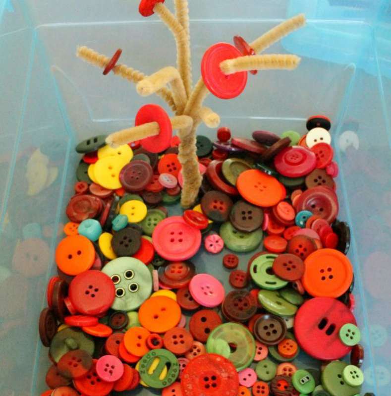 Easy Fall Button Tree Quiet Bin for PreK Kids Hands On As We Grow®