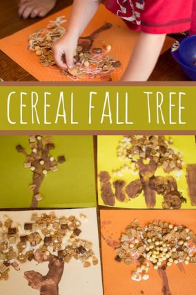 Fall tree craft for toddlers to make with cereal