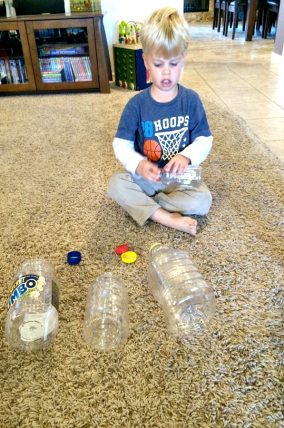 Matching game with bottles and caps