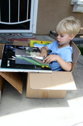 Reading, cardboard box, upcycle
