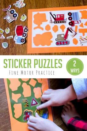 Make an easy sticker puzzle your kid can use again and again!