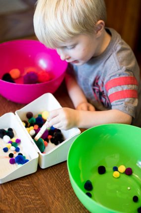 This simple sorting activity is an easy way to entertain the kids in a pinch!