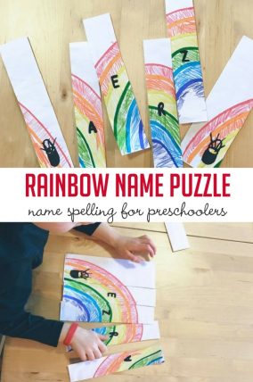 Make a rainbow puzzle with your preschoolers name!