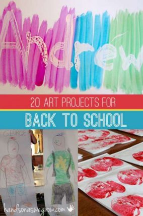 20 back to school art projects for kids to do - name art, self portraits and apple art projects!