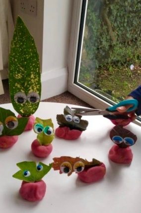 A leaf cutting activity that doubles as pretend play.