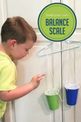 Build an easy balance scale for preschoolers to explore weights!