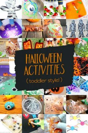 Not-so-scary, but still icky and ooey, Halloween activities for toddlers. Lots of fun monsters, spiders and spider webs, pumpkins, and some slimy fun!