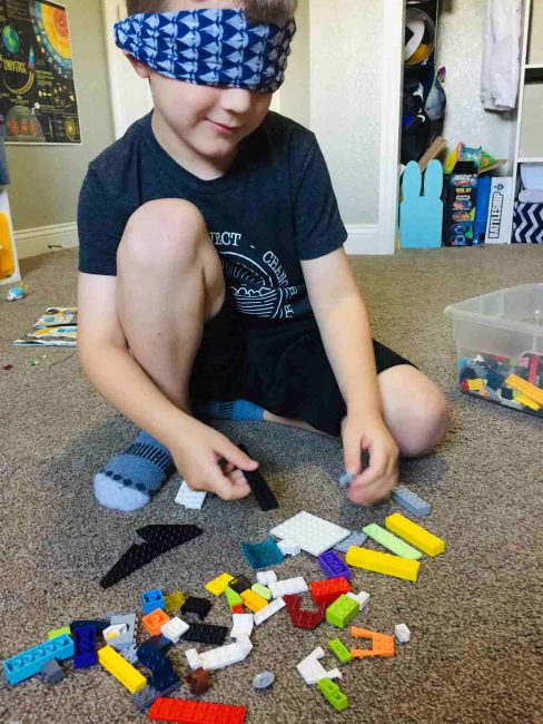 Try this fun LEGO building activity and build blindfolded!