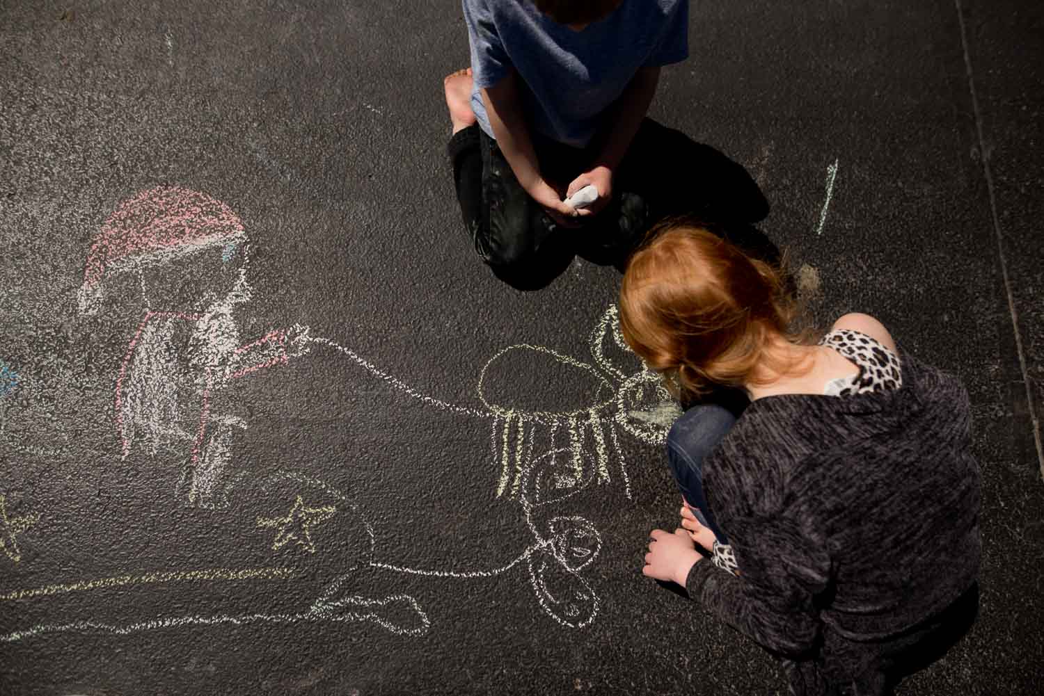 Drawing reindeer at the front of Santa's sleigh