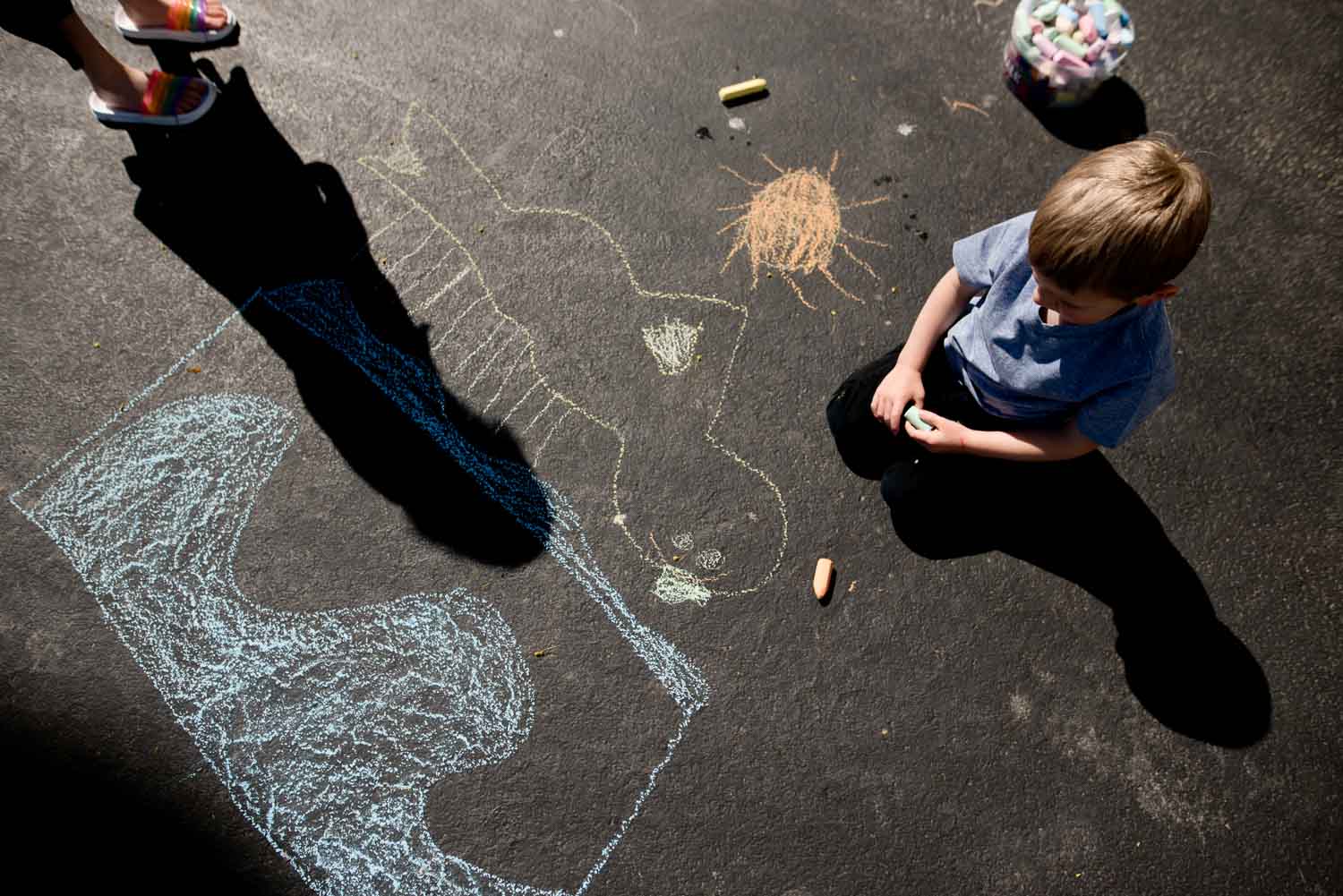 Shadow tracing art project for kids turned into an alligator picture