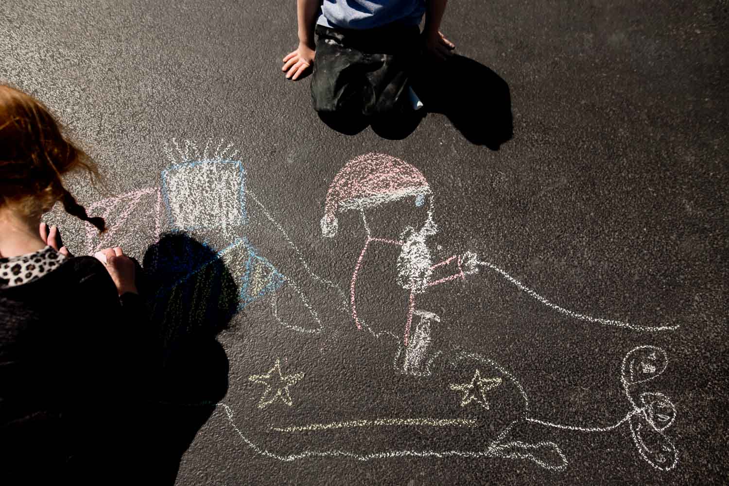Shadow tracing art activity for kids turns into Santa sleigh