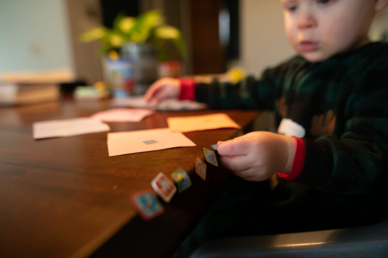 Simplest toddler fine motor and tactile busy activity yet with stickers and tape sticking. Easily modify to teach colors or just have fun!