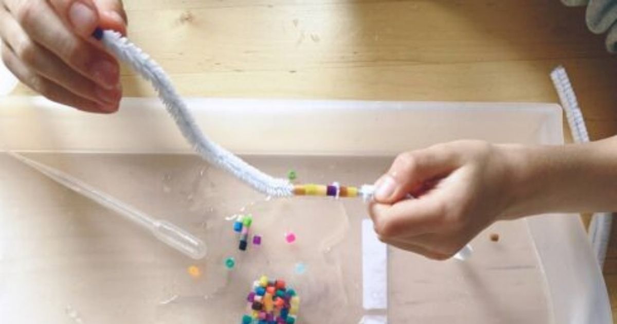 Easy Ice and Beads Threading Activity for Preschoolers HOAWG
