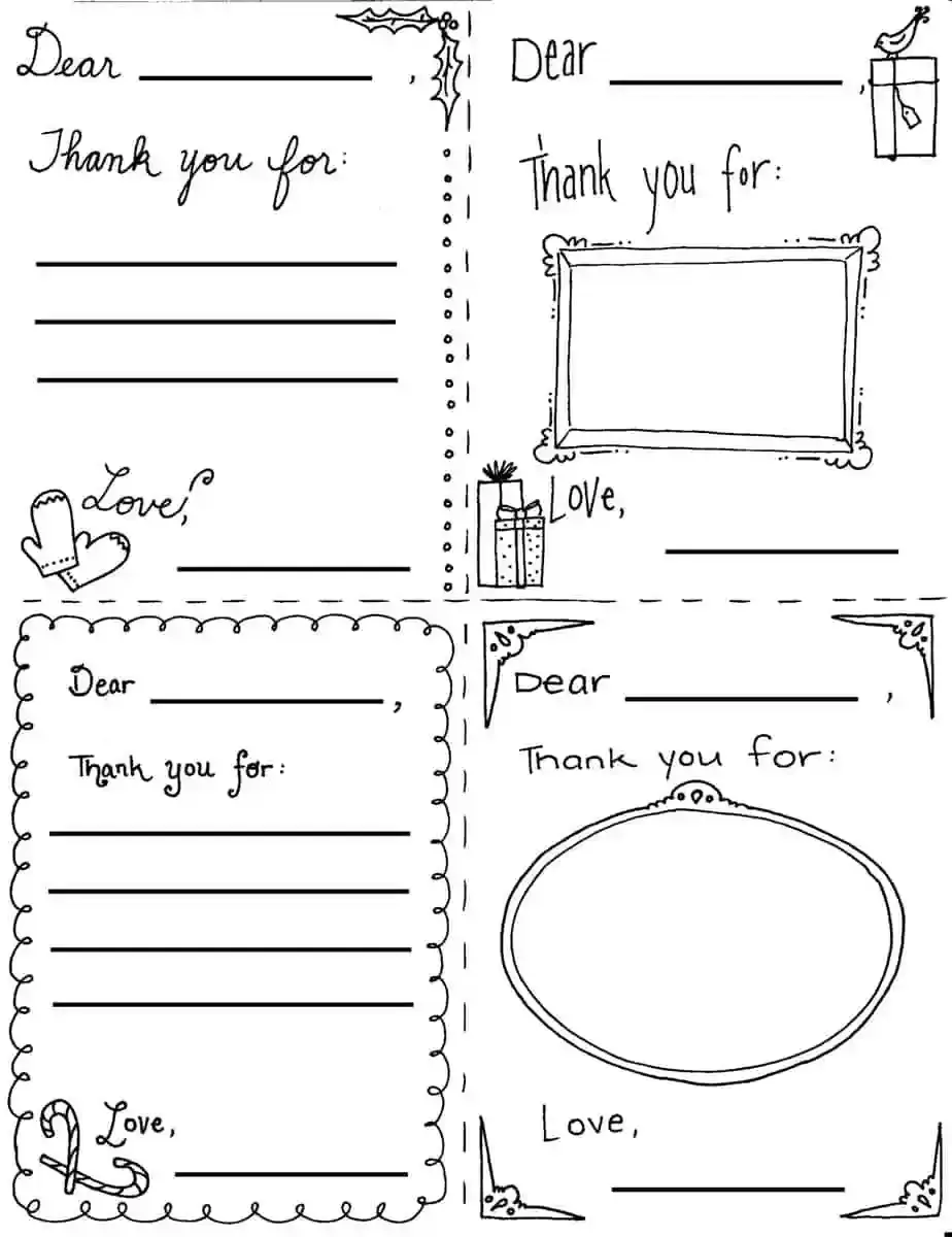 adorable printable thank you cards for kids to write hoawg