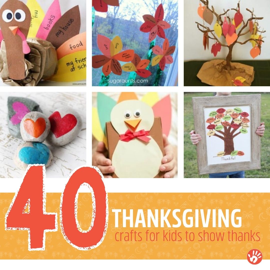 Simple, yet fun and creative Thanksgiving crafts for kids with turkey crafts, thank you cards, fall trees and wreaths to make on Thanksgiving! Plus extra activities for kids to show how grateful they are.