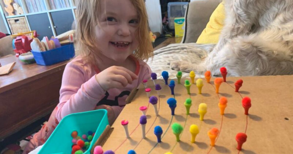 Fine Motor Balance Pom Poms Golf Tees To Make A Rainbow